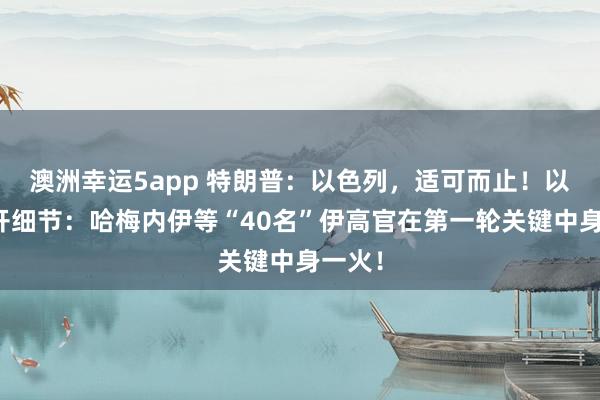 澳洲幸运5app 特朗普：以色列，适可而止！以军公开细节：哈梅内伊等“40名”伊高官在第一轮关键中身一火！