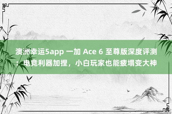 澳洲幸运5app 一加 Ace 6 至尊版深度评测：电竞利器加捏，小白玩家也能疲塌变大神