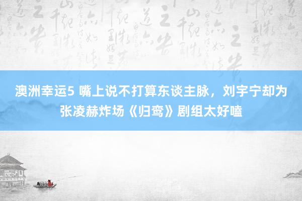 澳洲幸运5 嘴上说不打算东谈主脉，刘宇宁却为张凌赫炸场《归鸾》剧组太好嗑