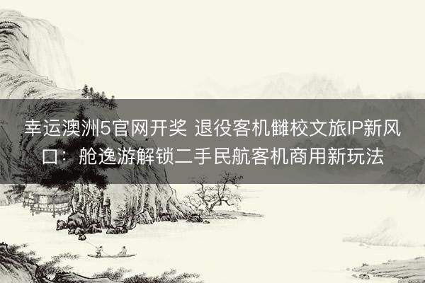 幸运澳洲5官网开奖 退役客机雠校文旅IP新风口：舱逸游解锁二手民航客机商用新玩法